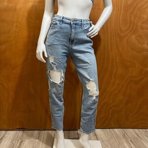 Hollister Ultra High Rise Mom Jeans Women W27 L27 Light Wash Distressed Stretch